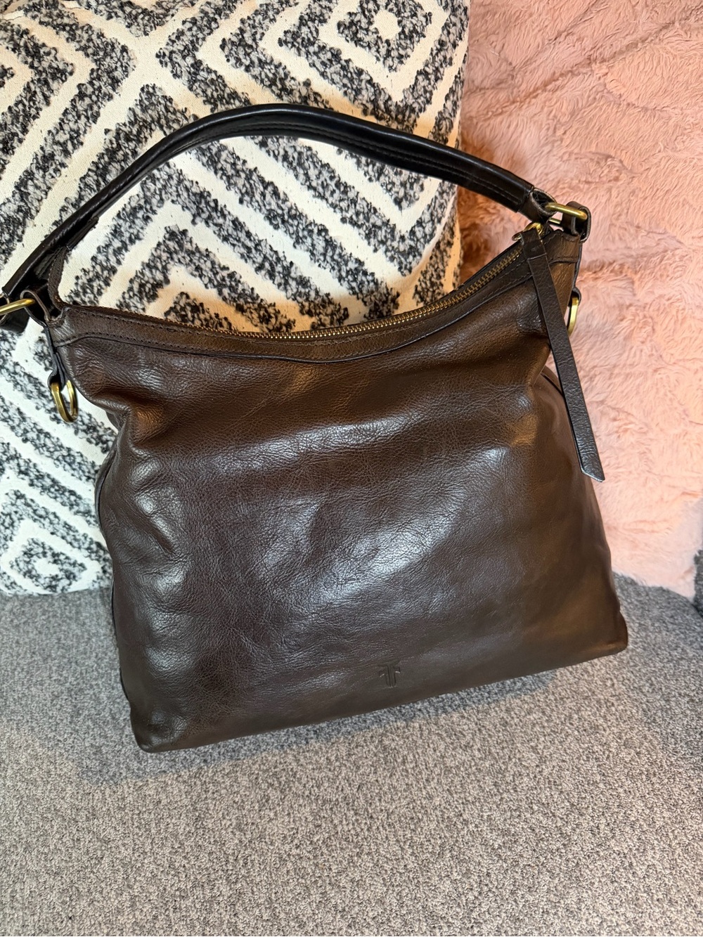 Vintage Dark Brown Frye Claude Hobo Shoulder Bag